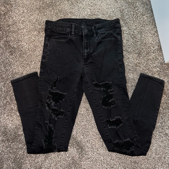 American Eagle Outfitters Denim - American Eagle Black Hi-Rise Distressed Jeans